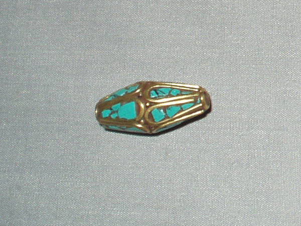 Brass Beads with Turquoise Inlay