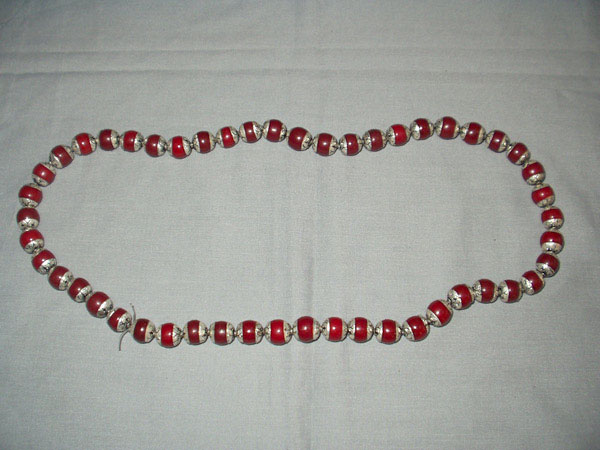 Red Amber Beads with Silver Crafts