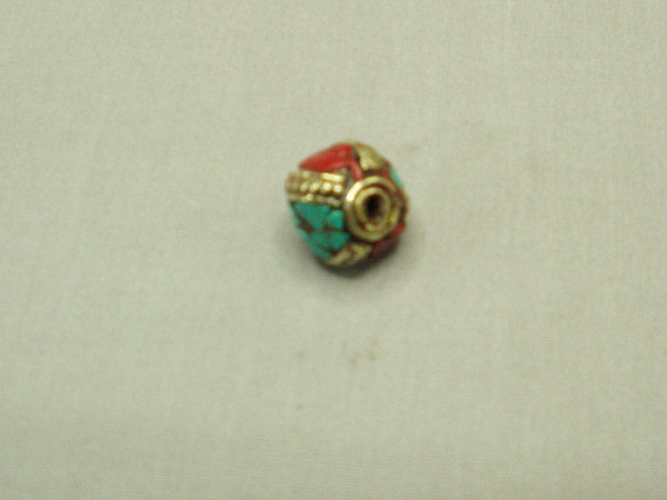 Handmade Beads with Turquoise Coral Inlay